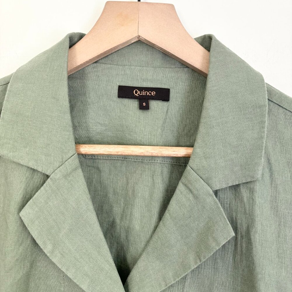 Quince NWOT 100% linen olive green button down shirt sz small - Picture 2 of 3